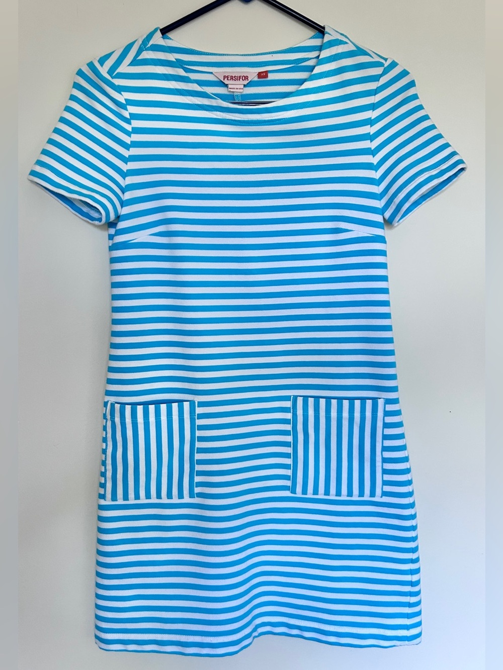 Persifor Blue White Striped Nautical Dress with Pockets Preppy Coastal Size XS